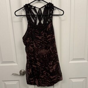 Charlotte Russe Black and Brown Patterned Tank Top